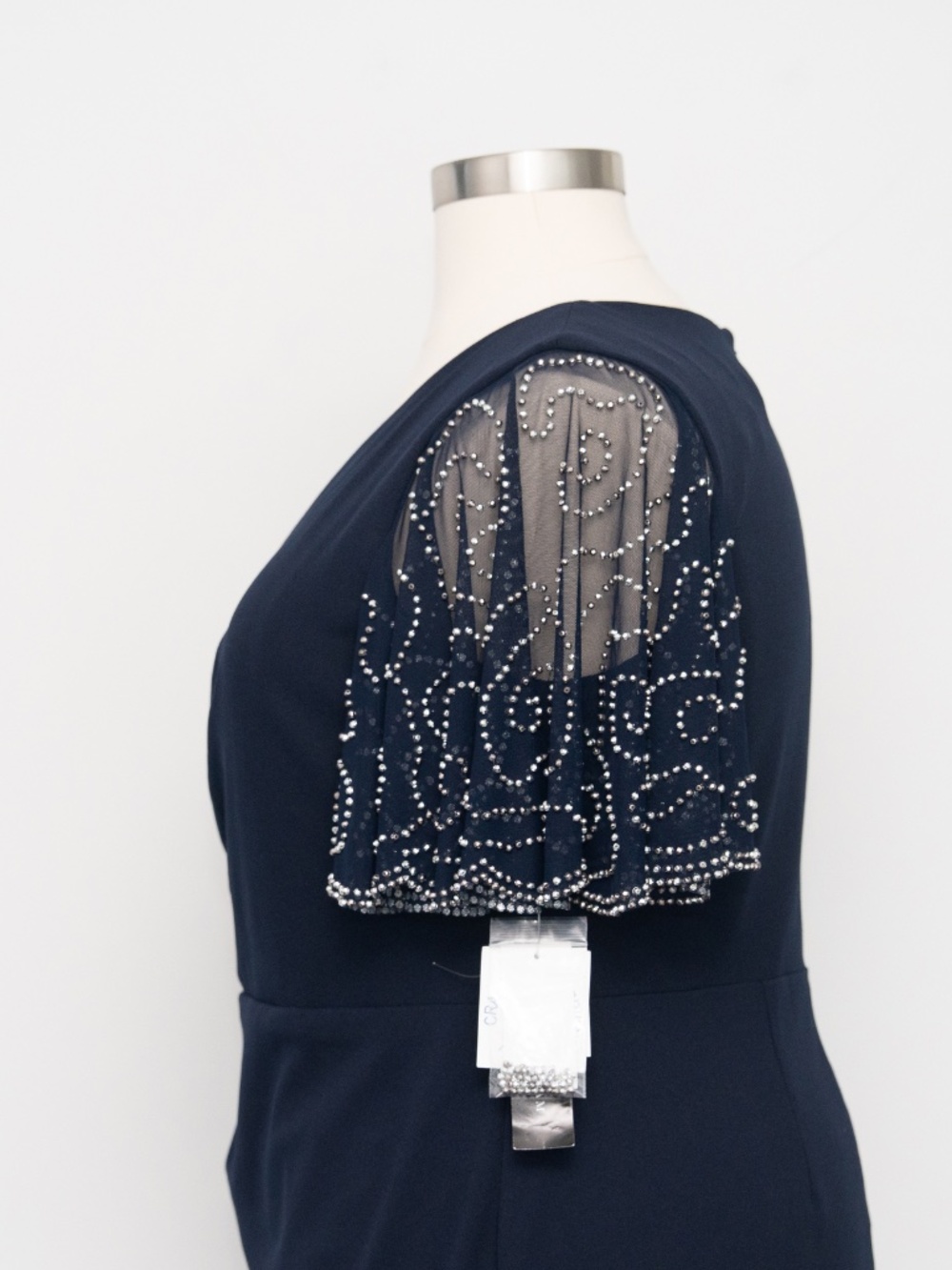 Betsy & Adam - Beaded Sleeve Draped Dress - Picture 11 of 14